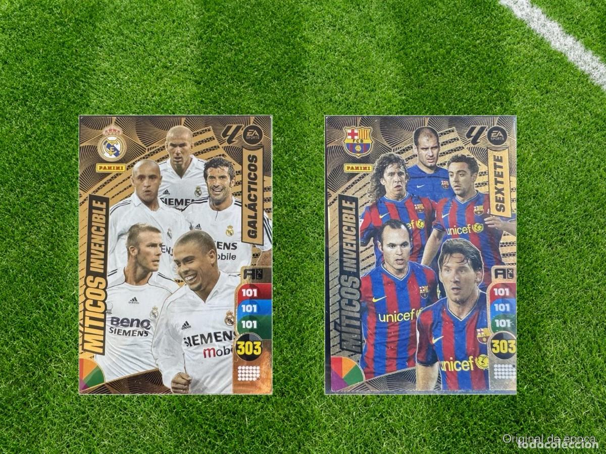 Cromos de f&uacute;tbol: (X-4)Lote m&iacute;ticos Invencibles Real Madrid y Bar&ccedil;a | Panini Adrenalyn XL