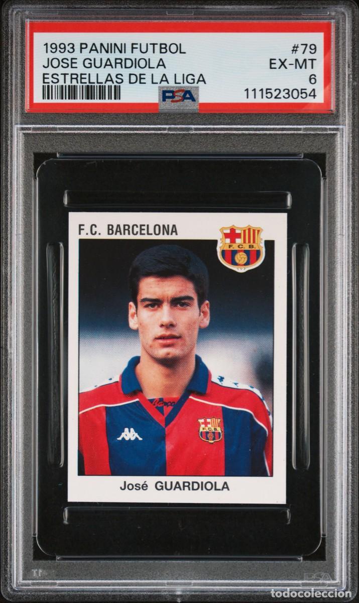 Cromos de f&uacute;tbol: Guardiola #79 FC Barcelona Panini Estrellas de La Liga 1993 94 PSA 6