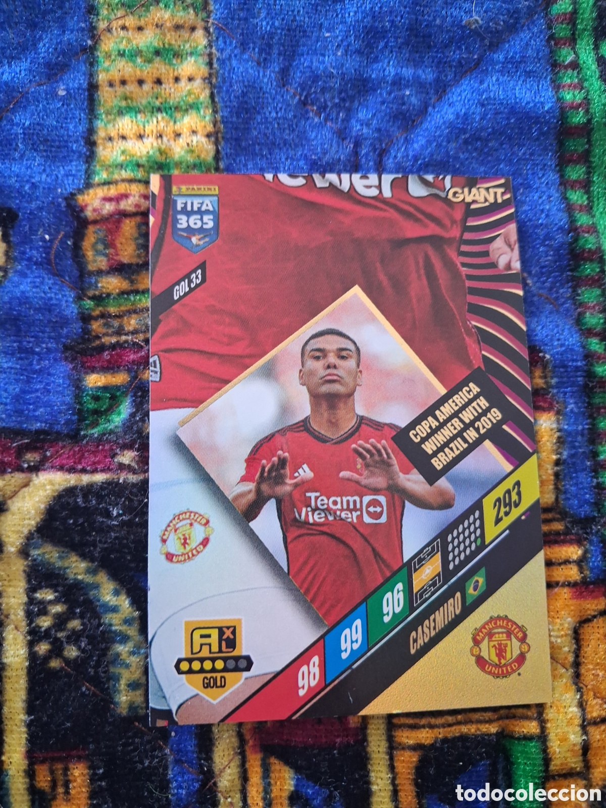 Cromos de f&uacute;tbol: Casemiro Giant Gol 33 Manchester Adrenalyn FIFA 365 2024