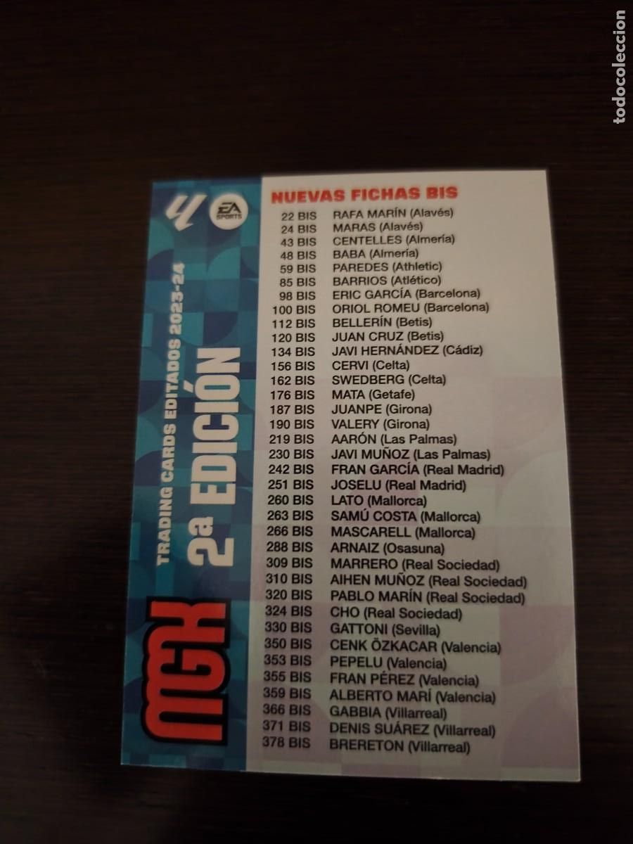 Cromos de f&uacute;tbol: MEGACRACKS 2023-2024 FICHA LISTA NUEVAS FICHAS BIS 2&ordm; EDICION