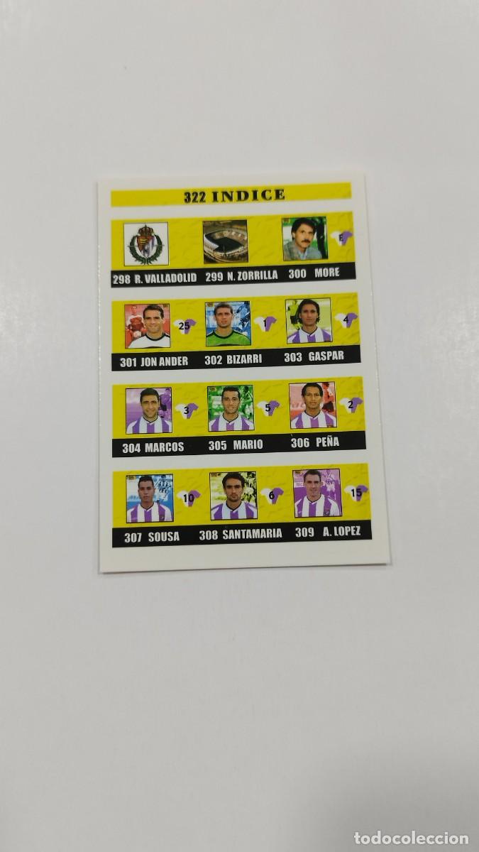 Football Stickers: LAS FICHAS DE LA LIGA 2003 - INDICE - REAL VALLADOLID