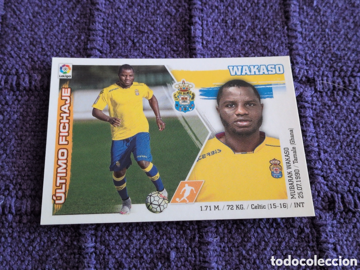 Football Stickers: WAKASO U. D. LAS PALMAS FICHAJE 55 LIGA ESTE 2015 2016 15 16 NUNCA PEGADO SIN PEGAR. NUEVO