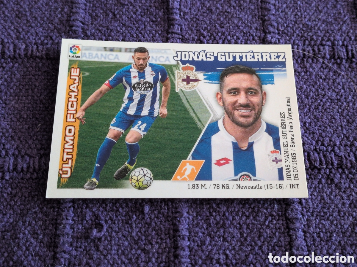 Football Stickers: JONAS GUTIERREZ DEPORTIVO DE CORU&Ntilde;A FICHAJE 56 LIGA ESTE 2015 2016 15 16 NUNCA PEGADO SIN PEGAR.