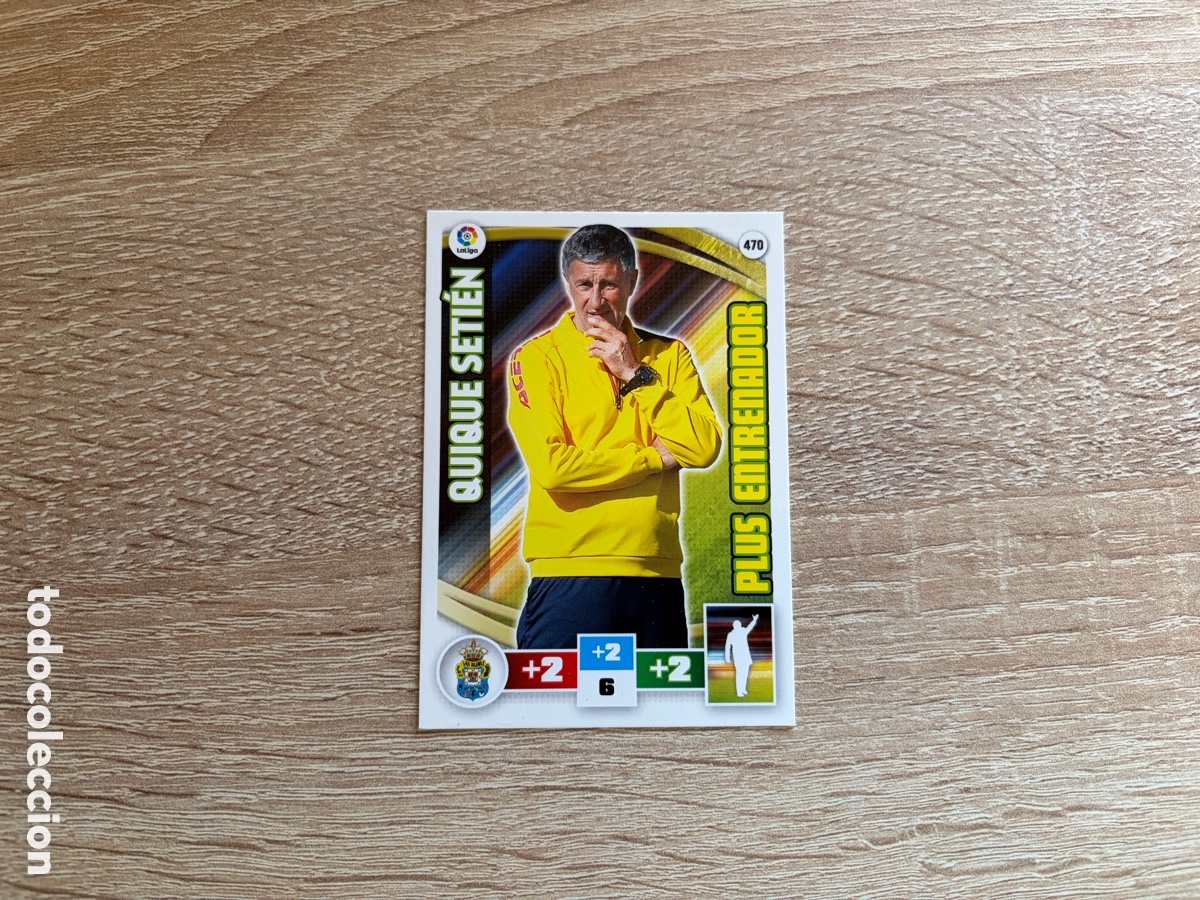 Football Stickers: 470 QUIQUE SETI&Eacute;N PLUS ENTRENADOR ADRENALYN XL 2015 2016 15 16 LAS PALMAS