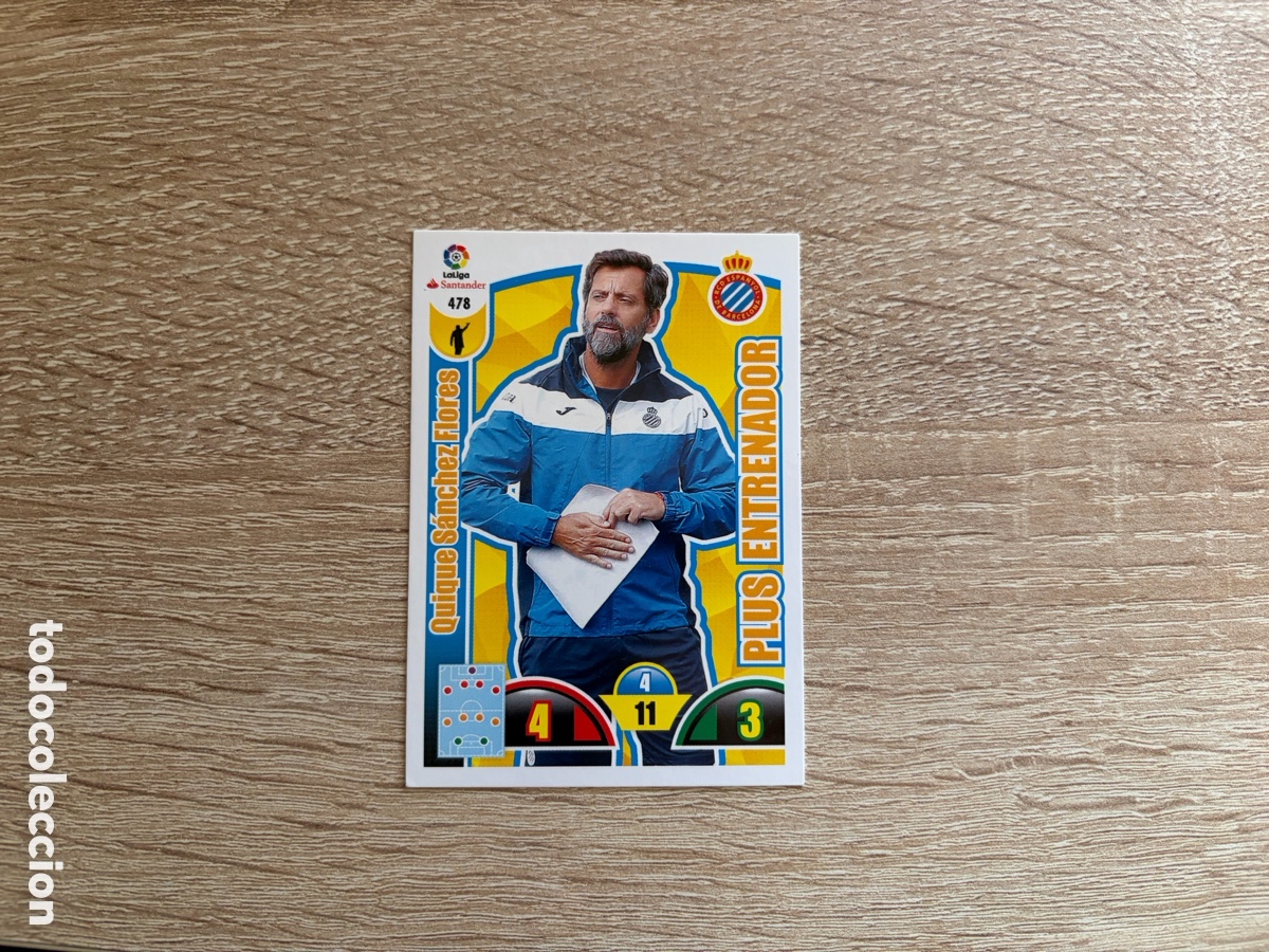 Cromos de f&uacute;tbol: 478 QUIQUE S&Aacute;NCHEZ FLORES PLUS ENTRENADOR ADRENALYN XL 2017 2018 17 18 RCD ESPANYOL