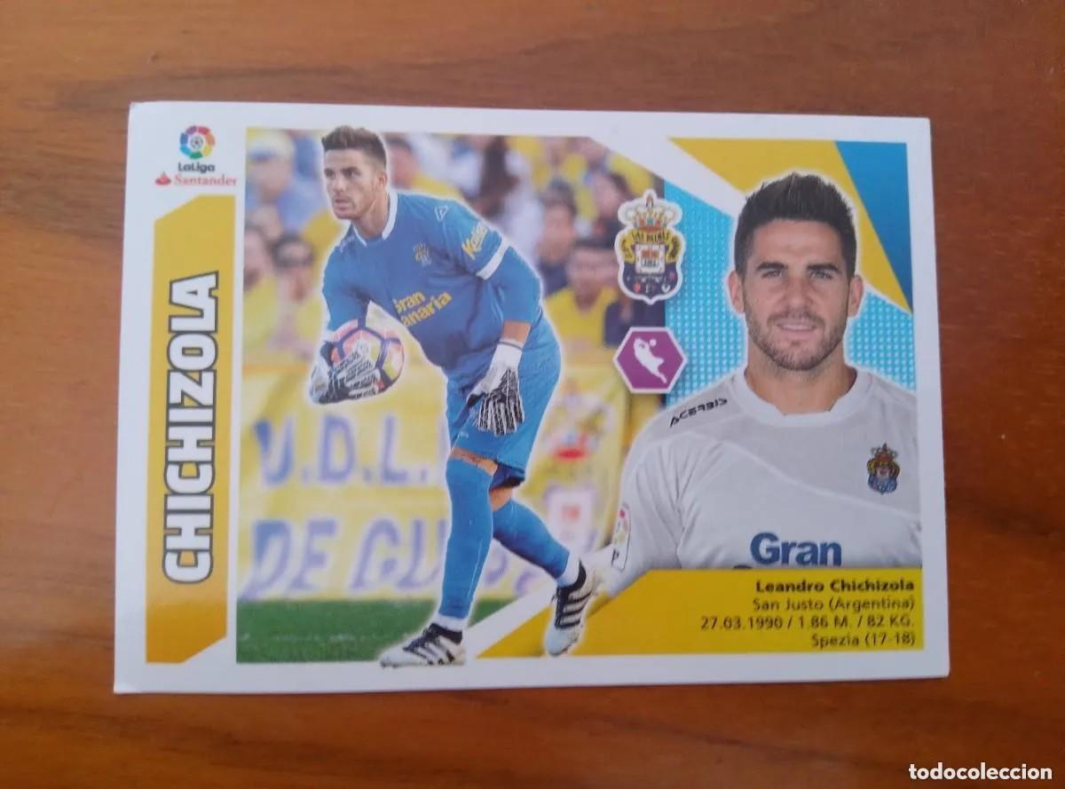 Fu&szlig;ball-Sticker: CROMO. CHICHIZOLA. U.D. LAS PALMAS. LIGA ESTE 17 18. NUM 1. NUNCA PEGADO.