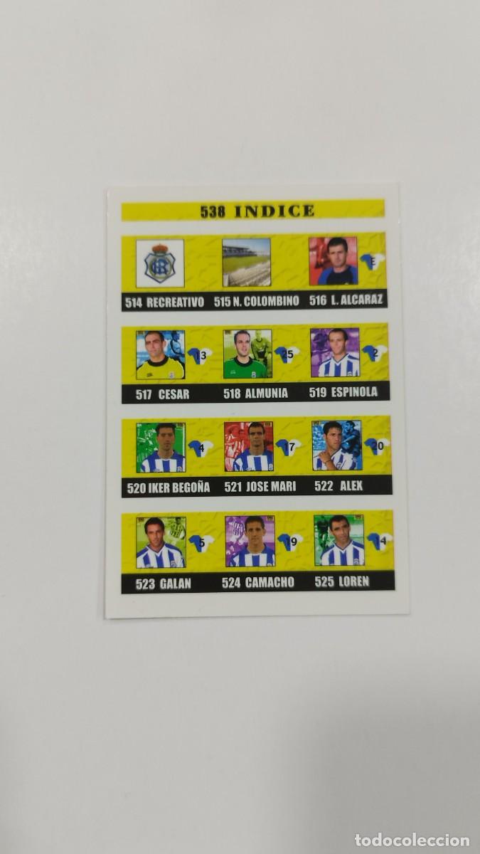 Fu&szlig;ball-Sticker: LAS FICHAS DE LA LIGA 2003 - INDICE - RECREATIVO DE HUELVA