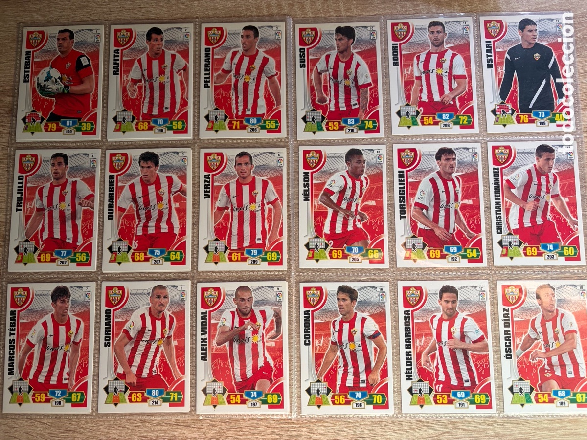 Cromos de f&uacute;tbol: UD ALMER&Iacute;A SET COMPLETO ADRENALYN XL 2013 2014 13 14 PANINI