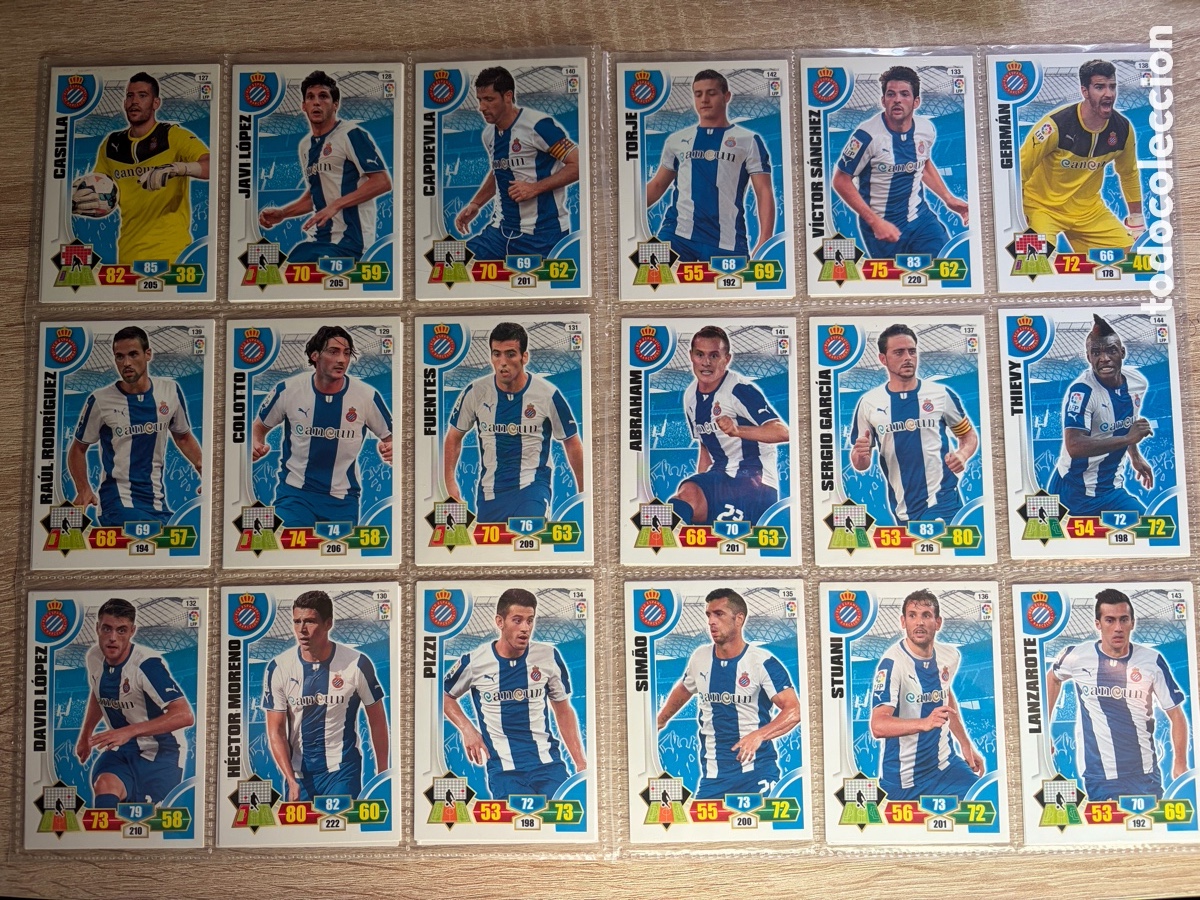 Cromos de f&uacute;tbol: RCD ESPANYOL SET COMPLETO ADRENALYN XL 2013 2014 13 14 PANINI