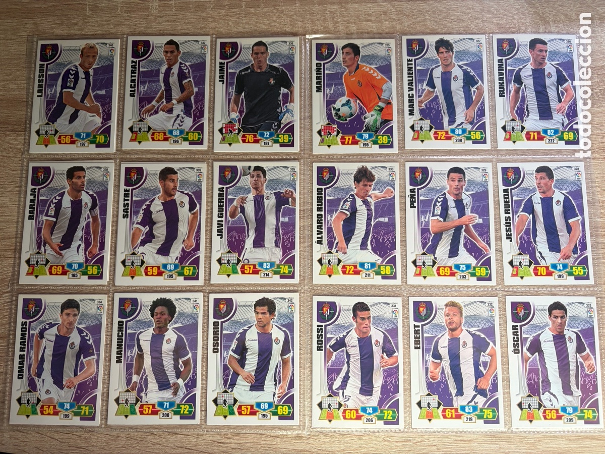 Cromos de f&uacute;tbol: REAL VALLADOLID SET COMPLETO ADRENALYN XL 2013 2014 13 14 PANINI