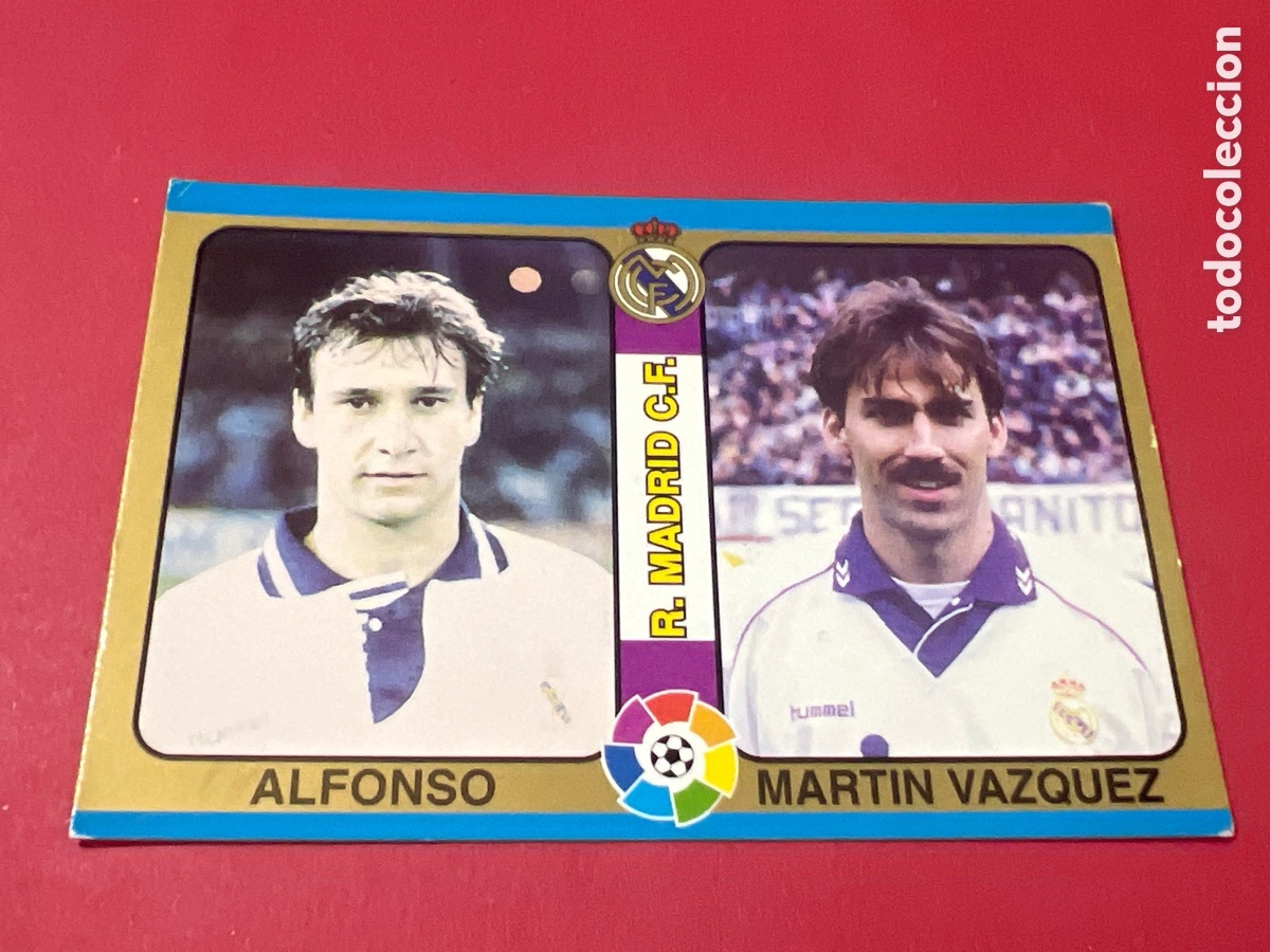 Football Stickers: C1618. Cromo n&ordm; 35 Alfonso-Martin V&aacute;zquez Real Madrid F&Uacute;TBOL TOTAL LIGA 94-95 Mundicromo.