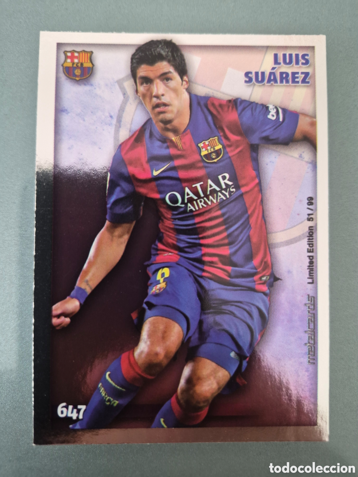 Cromos de f&uacute;tbol: Mundicromo 2014 2015 #647 Suarez Metalcards