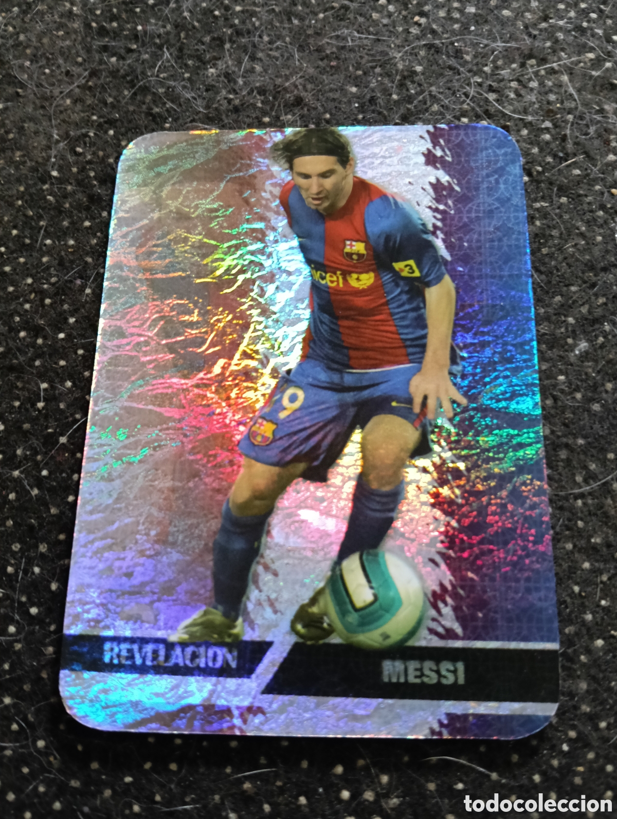 Cromos de f&uacute;tbol: F&Uacute;TBOL CROMO N&ordm; 542 MESSI JASPEADO HORIZONTAL F.C. BARCELONA MUNDICROMO 2007 - 08