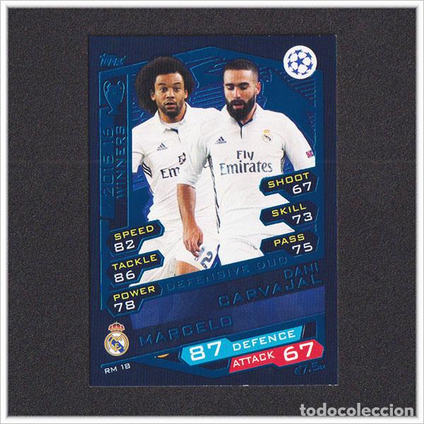 Cromos de f&uacute;tbol: TOPPS MATCH ATTAX CHAMPIONS LEAGUE 2016 2017 16 17 DUO CARVAJAL MARCELO 18 REAL MADRID UEFA CARD