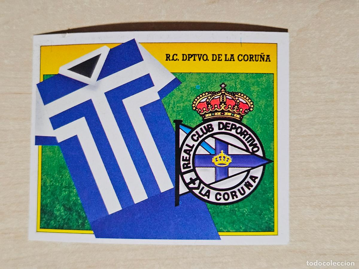 Cromos de f&uacute;tbol: ESTE 91 92 - UNIFORME Y ESCUDO - DEPORTIVO DE LA CORU&Ntilde;A - CROMO RECUPERADO