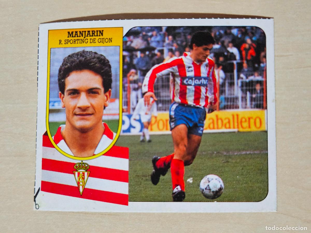 Cromos de f&uacute;tbol: ESTE 91 92 - MANJARIN - SPORTING DE GIJON - CROMO RECUPERADO - RAREZA TRASERA