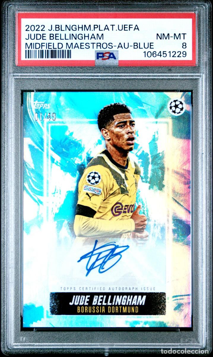 Cromos de f&uacute;tbol: Bellingham 01/49 Borussia Dormunt Topps Authogarph Blue 2022 PSA 8