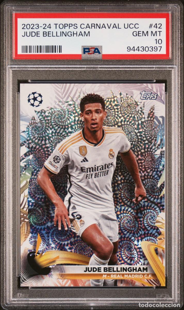 Cromos de f&uacute;tbol: Jude Bellingham #42 Real Madrid Topps Carnaval UCC 2023 24 PSA 10