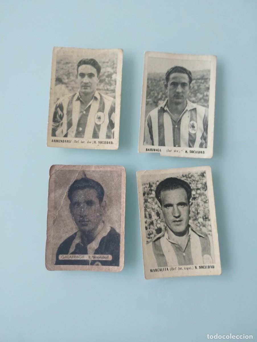 Cromos de Futebol: Lote de 4 cromos de la real sociedad 1951/1952 Armendariz, Barinaga, Marculeta y Galarraga