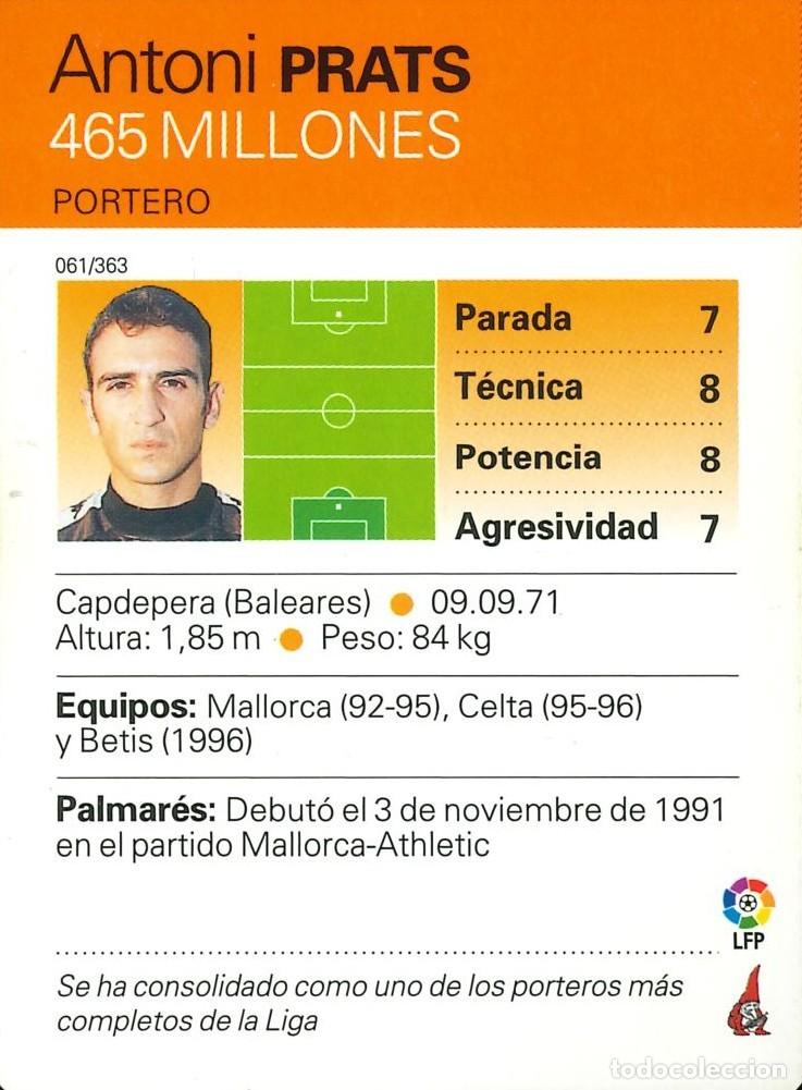Cartes &agrave; collectionner de Football: FUTBOL - FUTBOL A LA CARTA - MARTINEZ ROCA - 1999-2000 - 99-00 - REAL BETIS - 61 - PRATS