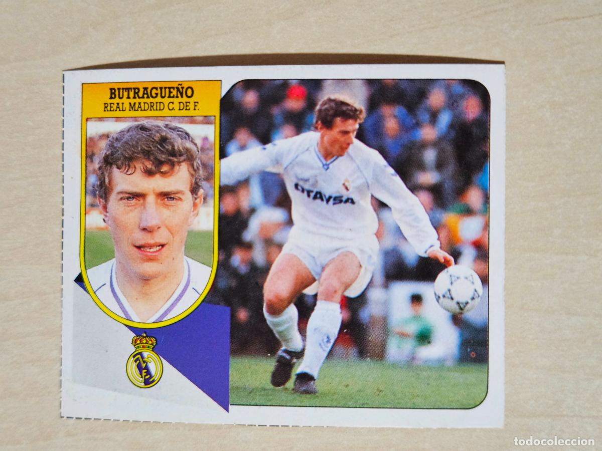 Fu&szlig;ball-Sticker: ESTE 91 92 - BUTARGUE&Ntilde;O - REAL MADRID - CROMO RECUPERADO - RAREZA TRASERA