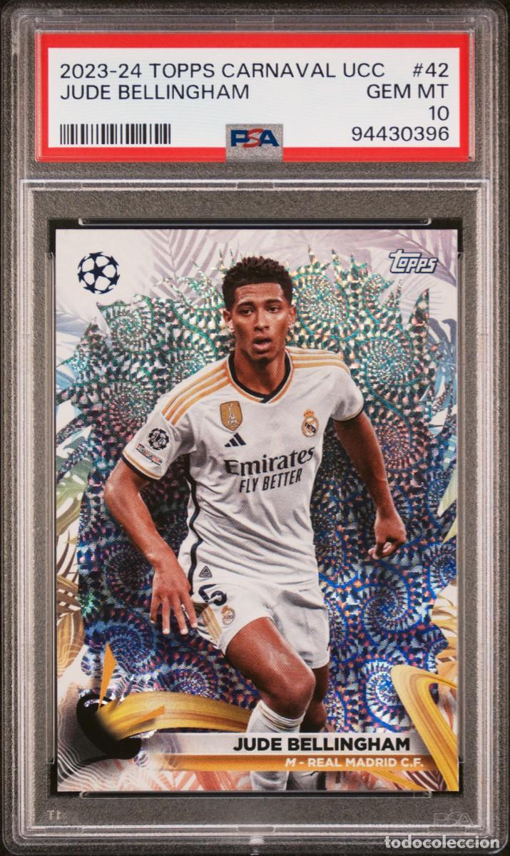 Cromos de f&uacute;tbol: Jude Bellingham #42 Real Madrid Topps Carnaval UCC 2023 24 PSA 10