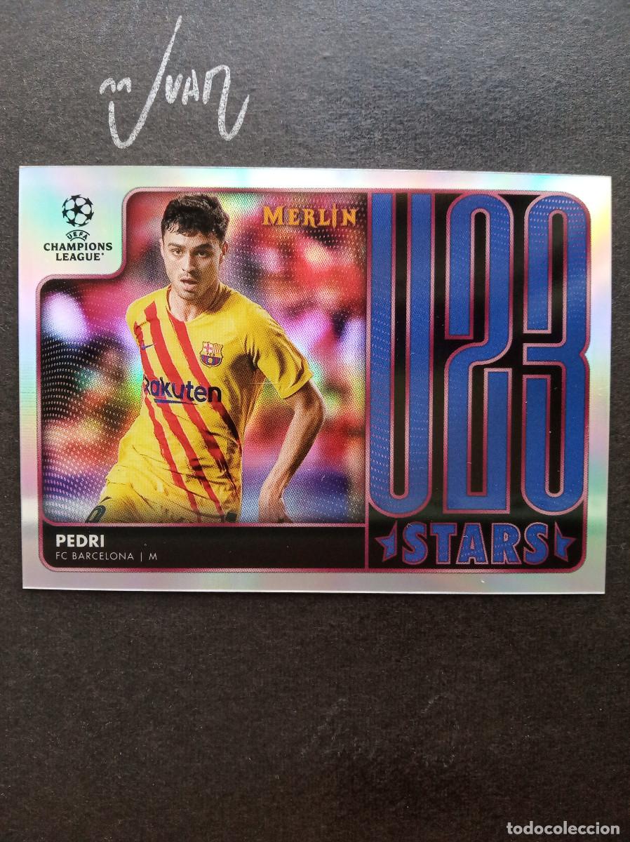 Figurine di Calcio: U23 10 STARS PEDRI FC BARCELONA ESPA&Ntilde;A ⚽ TOPPS &reg; CHROME MERLIN CHAMPIONS 2021 2022 21 22 NUEVO