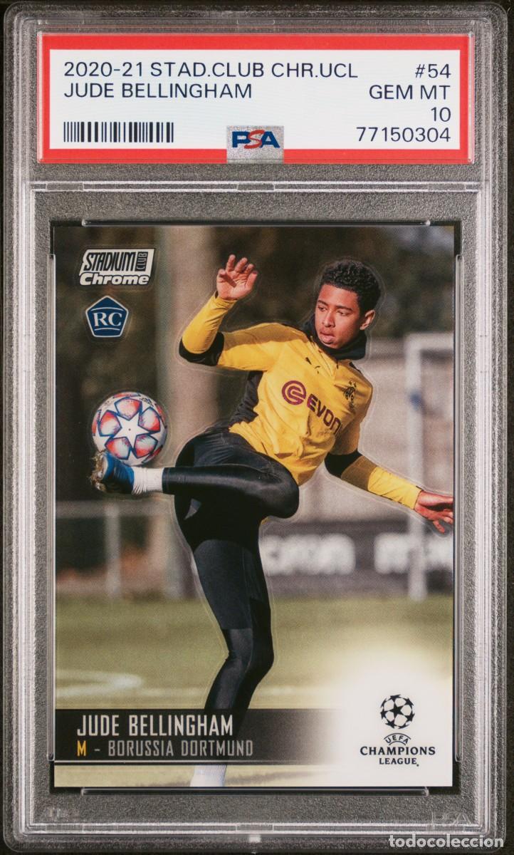 Cromos de f&uacute;tbol: Rookie Bellingham #54 Borussia Dortmund Topps Chrome Stadium 2020 21 PSA 10