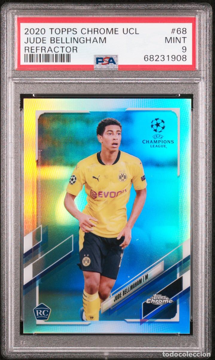 Cromos de f&uacute;tbol: Rookie Bellingham #68 Borussia Dortmund Topps Chrome Refractor 2020 21 PSA 9