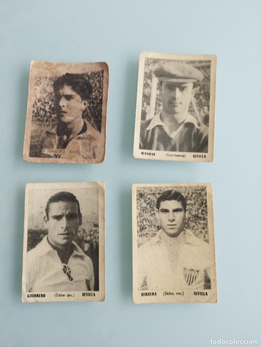 Cromos de f&uacute;tbol: Lote 4 Cromos Sevilla F.C. 1951-52 - Bruguera (Ases del F&uacute;tbol) - Herrera, Guerrero, Manol&iacute;n y O&ntilde;oro