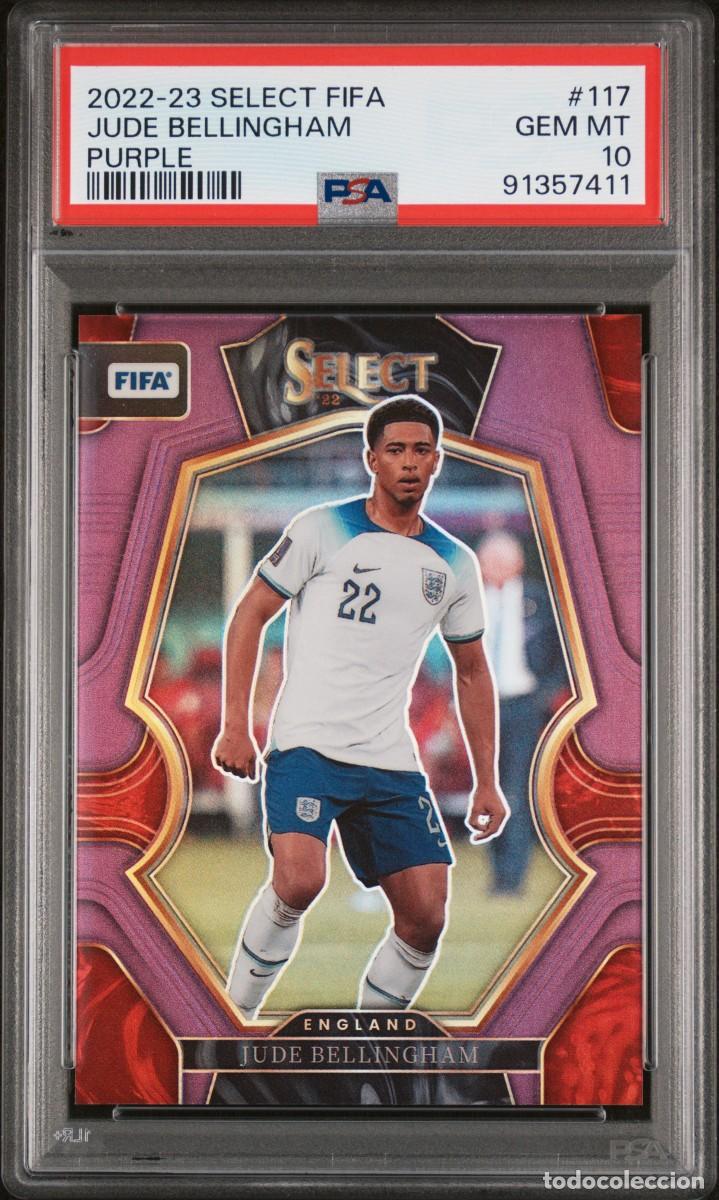 Cromos de f&uacute;tbol: Bellingham #117 Inglaterra Panini Select Fifa Purple 2022 23 Psa 10
