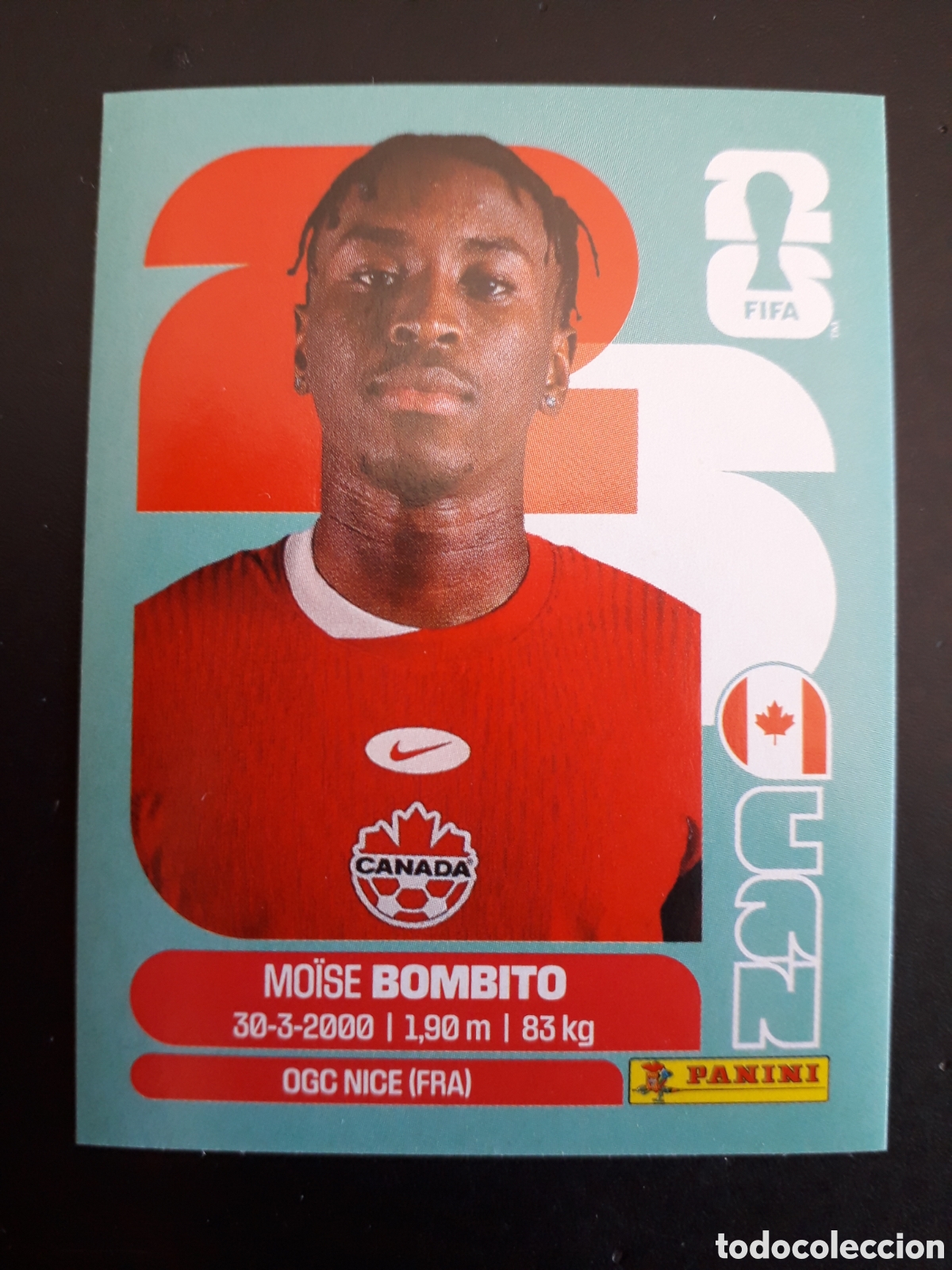 Cromos de f&uacute;tbol: BOMBITO CANAD&Aacute; CAN 8 MUNDIAL F&Uacute;TBOL 2026 FIFA WORLD CUP PANINI SIN PEGAR PEDIDO M&Iacute;NIMO 3&euro;