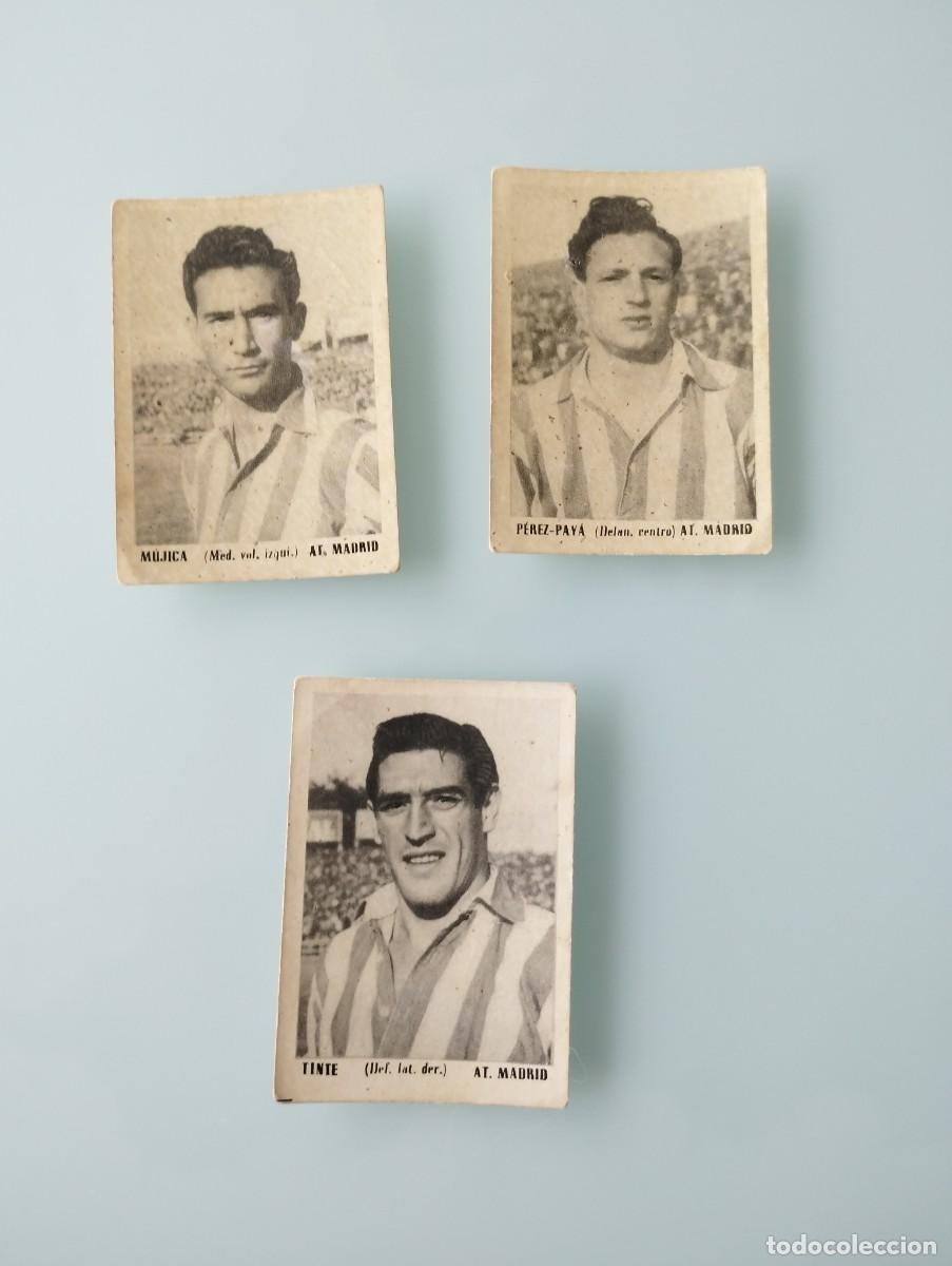 Cromos de f&uacute;tbol: Lote 3 Cromos Atl&eacute;tico de Madrid - Ases del F&uacute;tbol Bruguera 1951/52 - Mujica,Tinte y P&eacute;rez paya