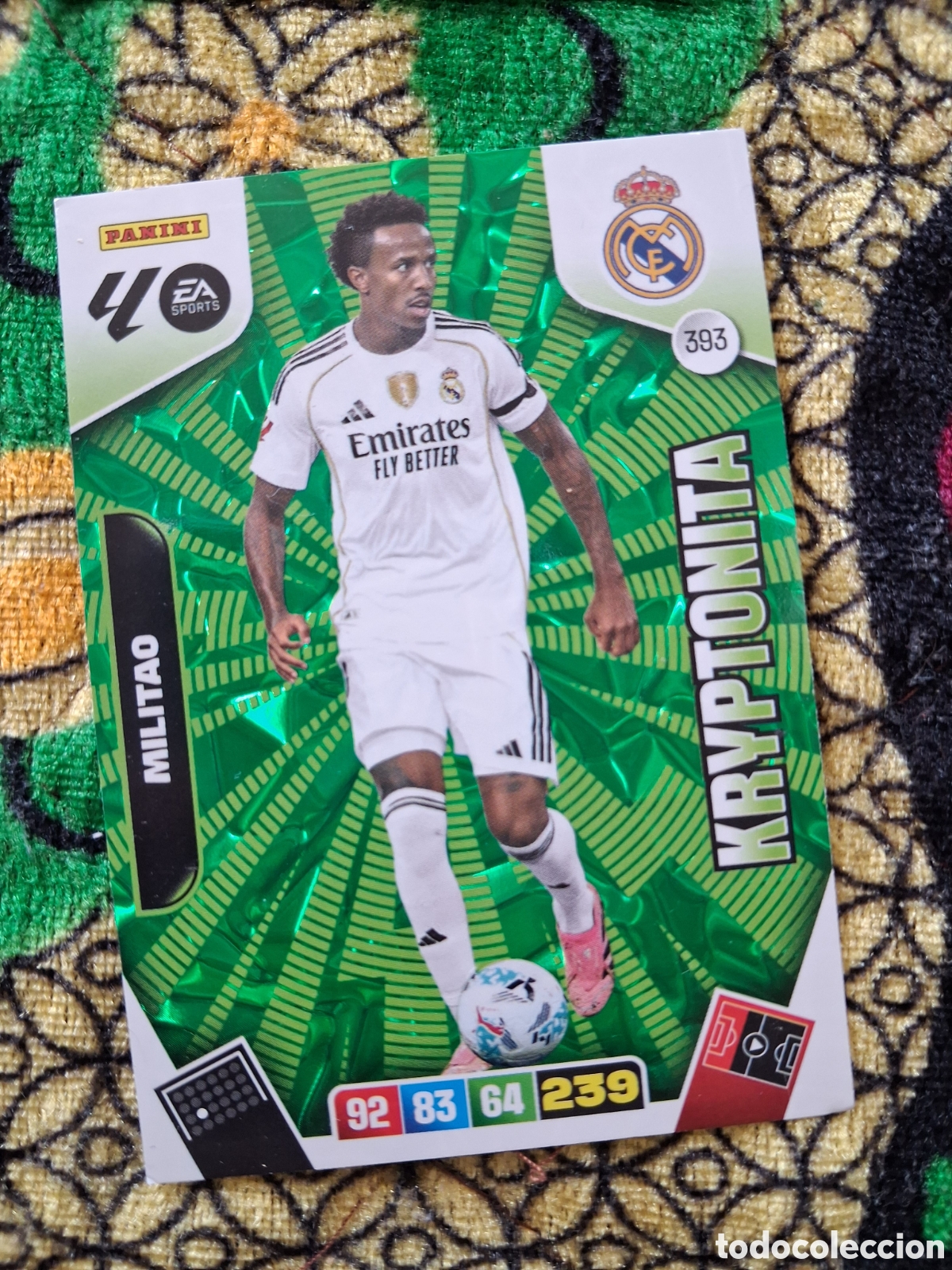 Cromos de f&uacute;tbol: Militao kryptonita n&uacute;mero 393 del Real Madrid cromo adrenalyn XL 25-26 2025-2026