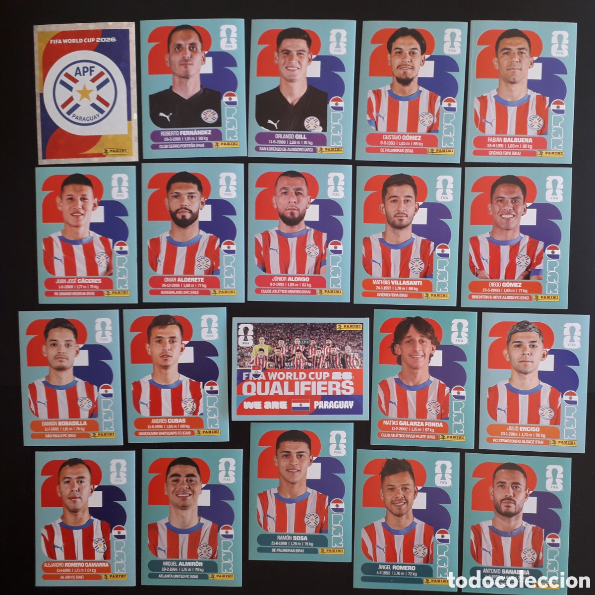 Cromos de f&uacute;tbol: 20 CROMOS PARAGUAY, EQUIPO COMPLETO MUNDIAL F&Uacute;TBOL 2026 FIFA WORLD CUP PANINI SIN PEGAR