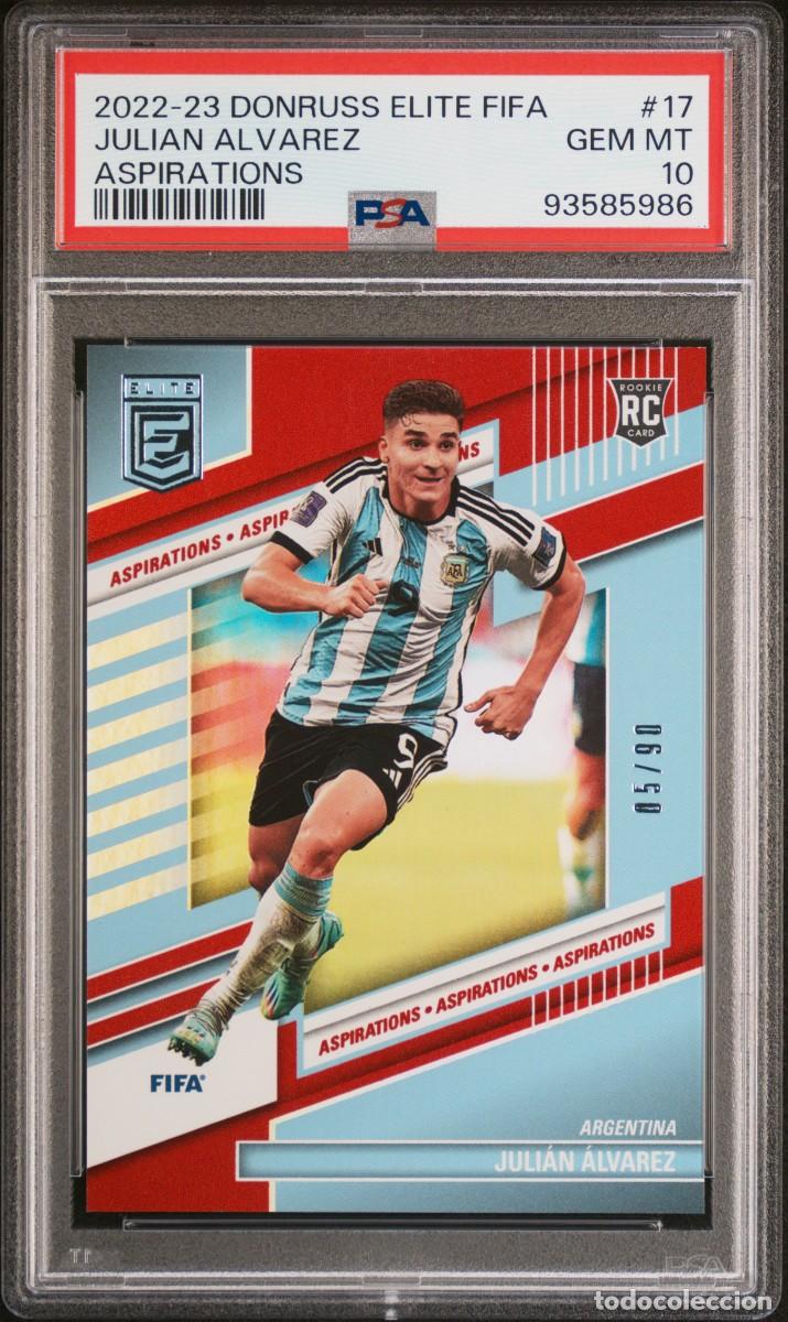Cromos de f&uacute;tbol: Rookie Julian Alvarez 05/90 #17 Argentina Panini Donruss Elite 2022 23 Psa 10