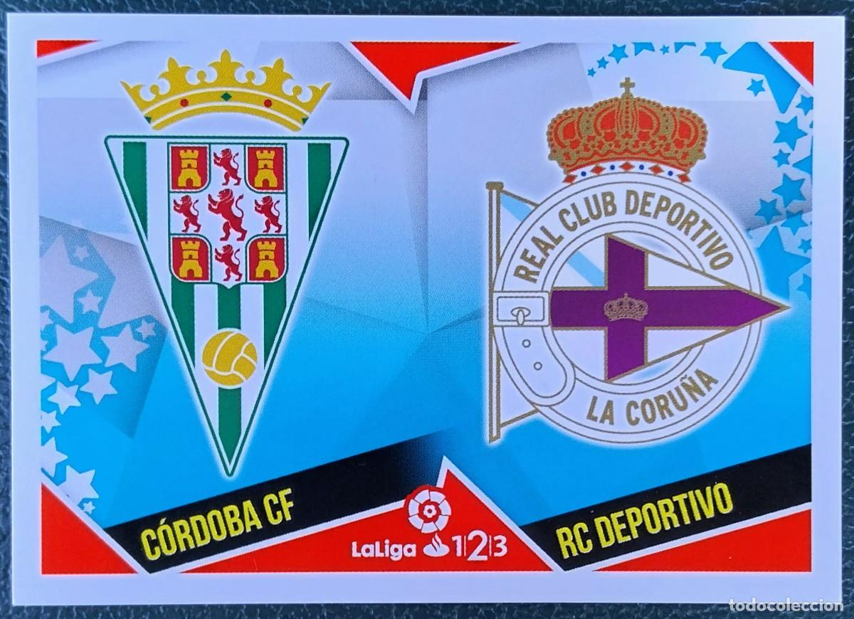 Cromos de f&uacute;tbol: 3 CORDOBA CF / DEPORTIVO ESCUDOS SEGUNDA DIVISION CROMOS ALBUM EDICIONES ESTE 2018 2019 18 19