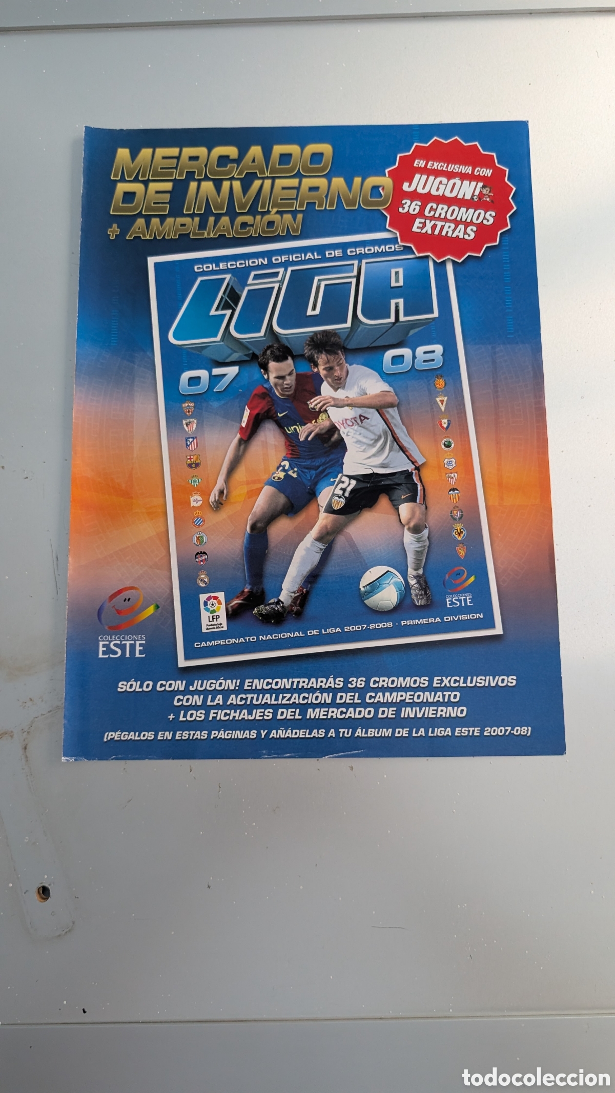 Cromos de Futebol: MERCADO INVIERNO AMPLIACION FICHAJES COMPLETO PEGADO LIGA ESTE 2007/08 07 08 BUEN ESTADO