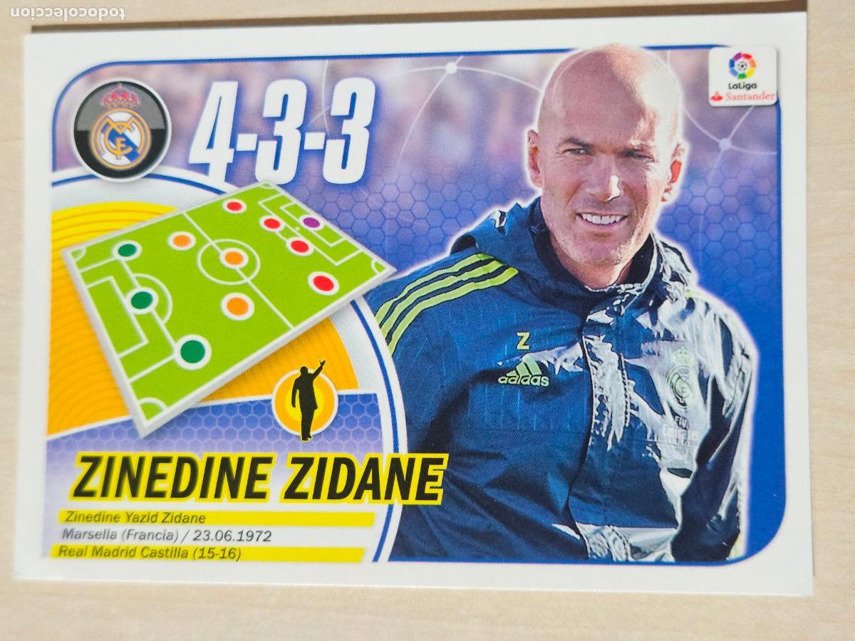 Cromos de f&uacute;tbol: 26 CROMO ZINEDINE ZIDANE - ESTE 2016 17 - 16 17 - CROMO SIN PEGAR - ENTRENADOR - REAL MADRID