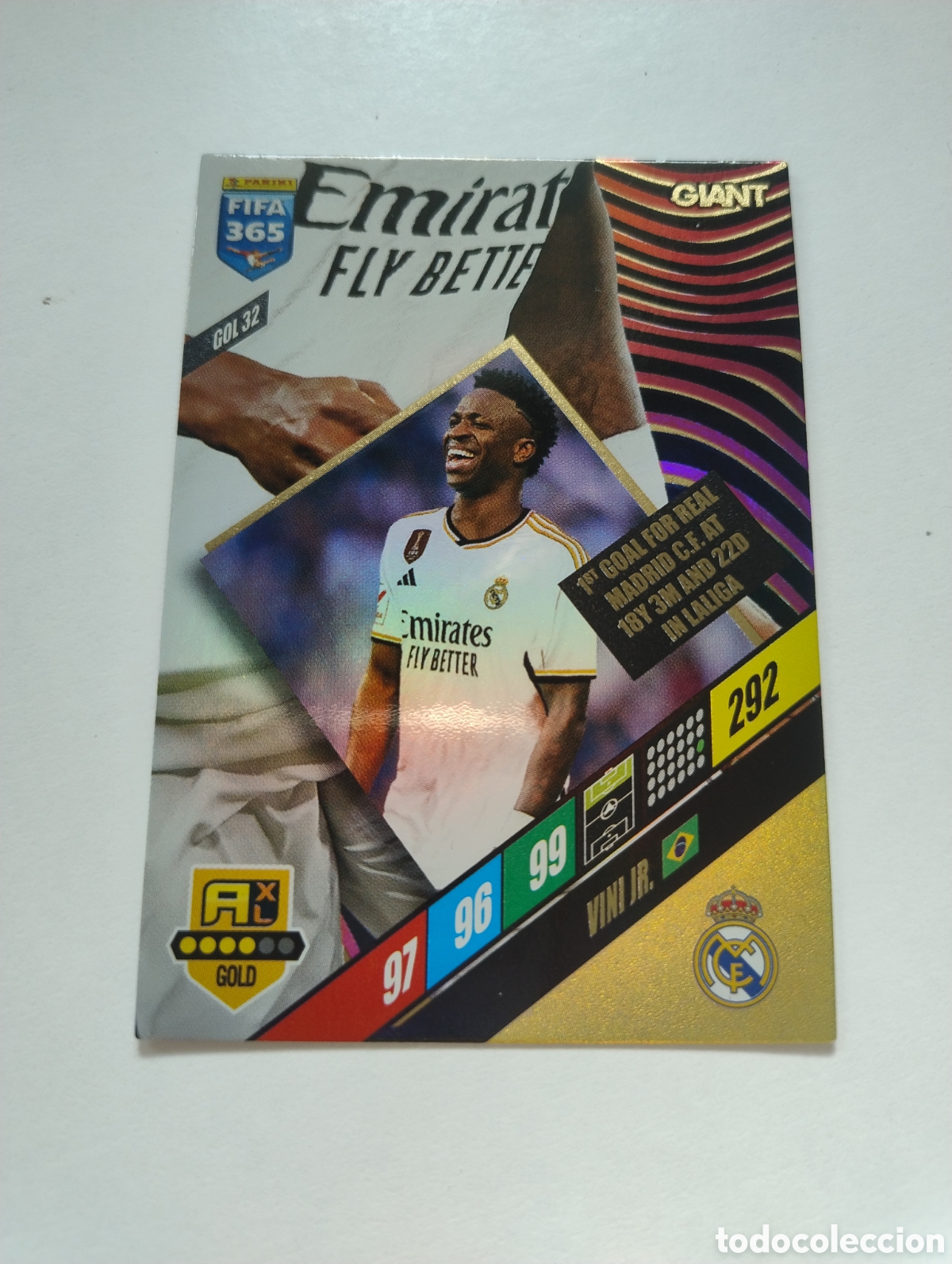 Cromos de f&uacute;tbol: GOL 32 - Vini Jr - Real Madrid - Adrenalyn XL FIFA 365 2024 Giant