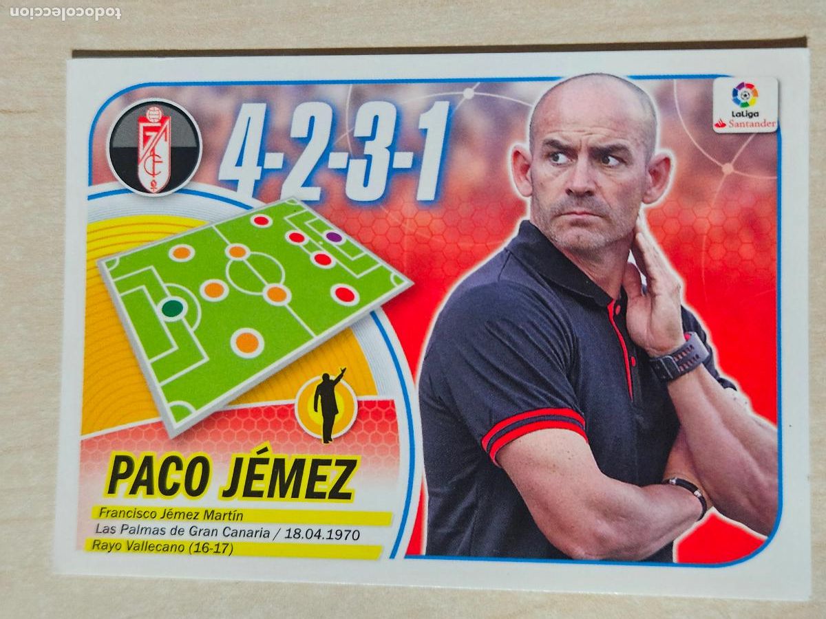 Cromos de f&uacute;tbol: 20 CROMO PACO JEMEZ - ESTE 2016 17 - 16 17 - CROMO SIN PEGAR - ENTRENADOR - GRANADA