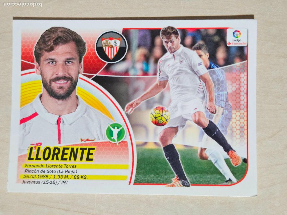 Fu&szlig;ball-Sticker: 15 CROMO LLORENTE - ESTE 2016 17 - 16 17 - CROMO SIN PEGAR - SEVILLA