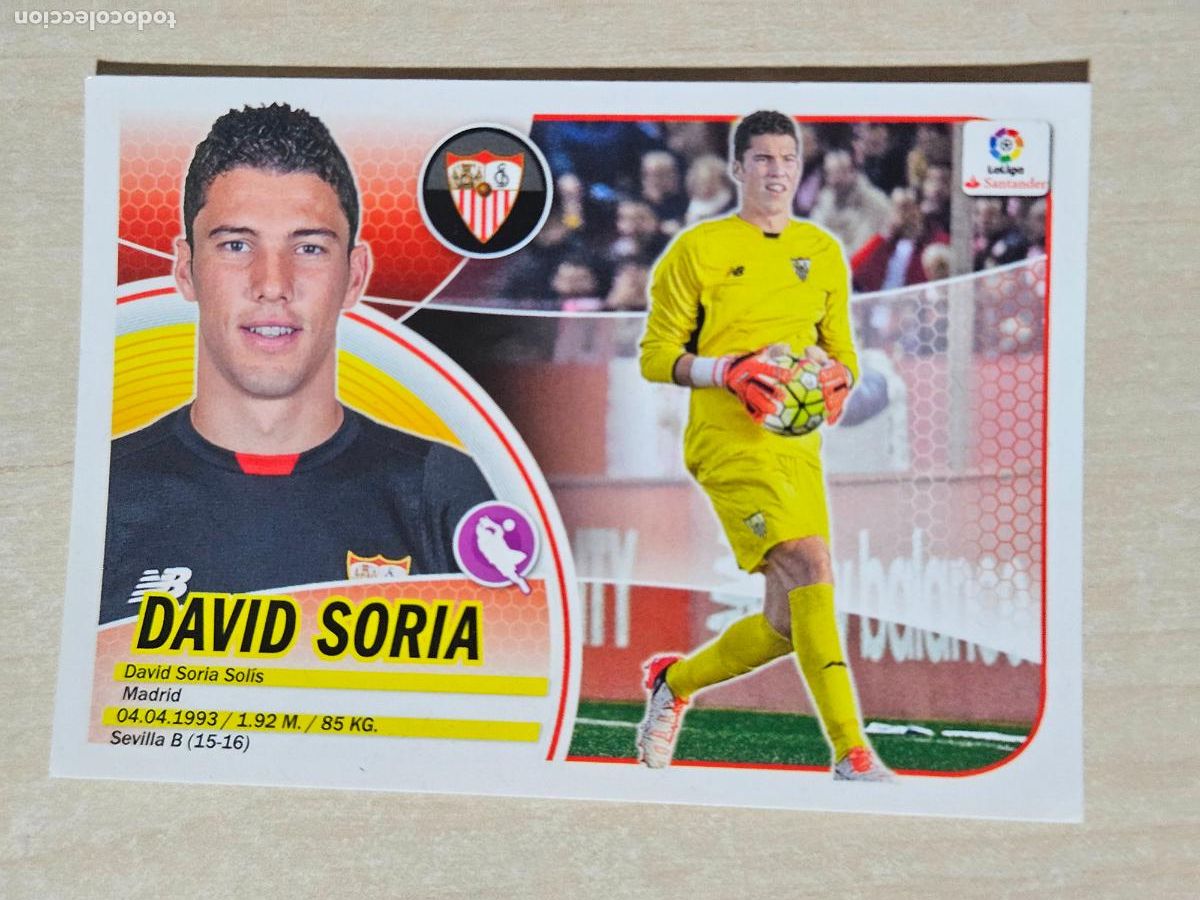 Cromos de f&uacute;tbol: 2 CROMO DAVID SORIA - ESTE 2016 17 - 16 17 - CROMO SIN PEGAR - SEVILLA