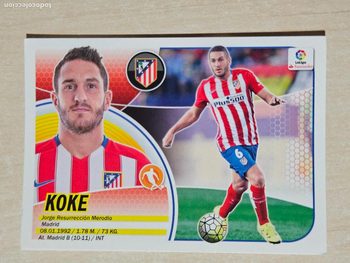 Cromos de f&uacute;tbol: 12 CROMO KOKE - ESTE 2016 17 - 16 17 - CROMO SIN PEGAR - ATLETICO DE MADRID