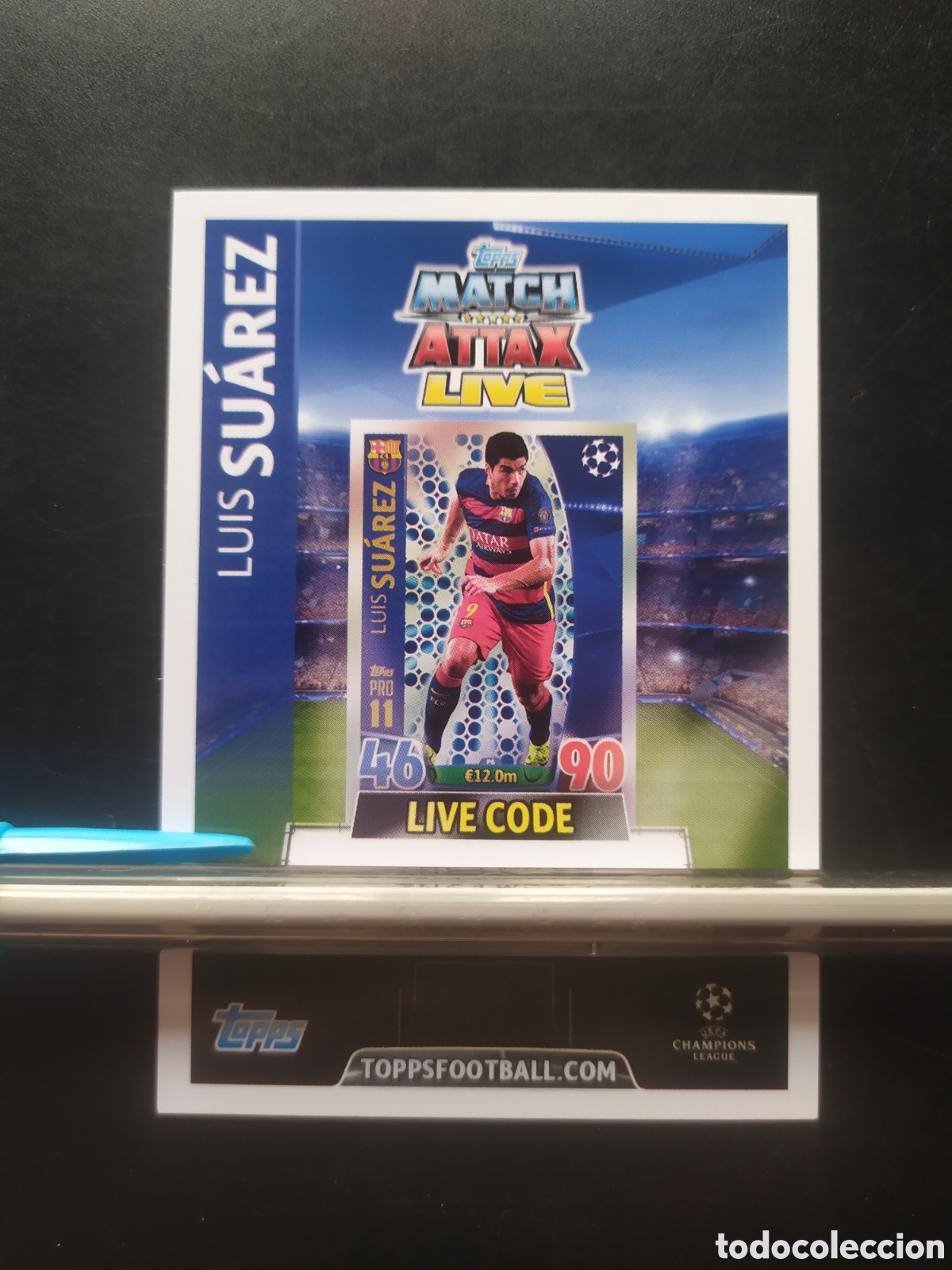 Cromos de f&uacute;tbol: UEFA Champions match attax topps 2015 2016 15 16 live code Luis Su&aacute;rez Barcelona