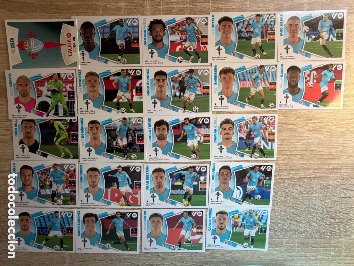 Cromos de f&uacute;tbol: RC CELTA DE VIGO SET CASI COMPLETO CROMOS ESTE LALIGA 2024 2025 24 25 PANINI