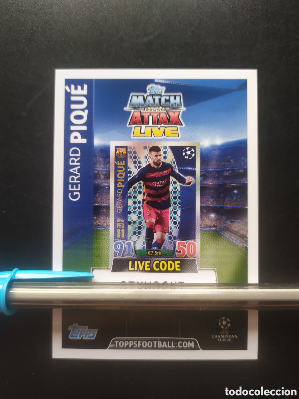 Football Stickers: UEFA Champions match attax topps 2015 2016 15 16 live code Piqu&eacute; Barcelona