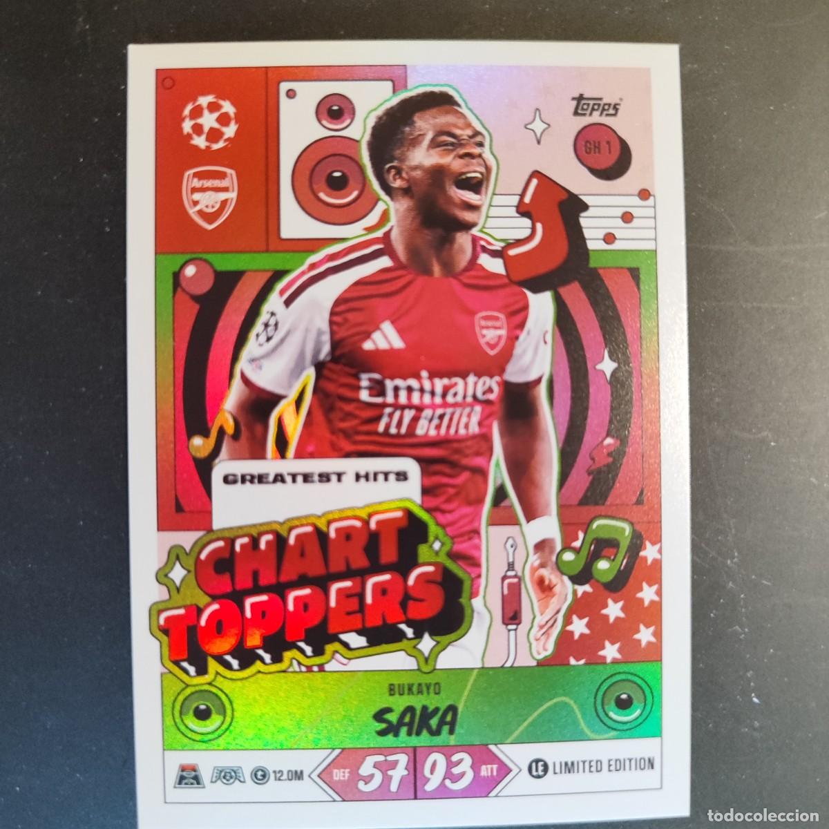 Fu&szlig;ball-Sticker: 20 ANIVERSARIO MATCH ATTAX 26/27 UCL CARD CHART TOPPERS SAKA ARSENAL LE # GH1 TOPPS