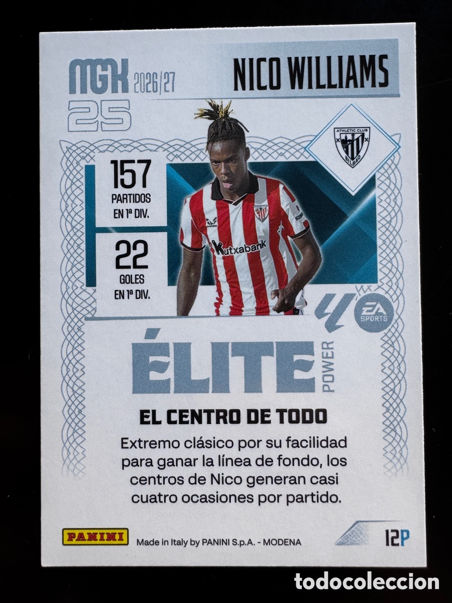 Cromos de f&uacute;tbol: Nico Williams Elite Power 12P Athletic Megacracks 2026/27 - Foto 2
