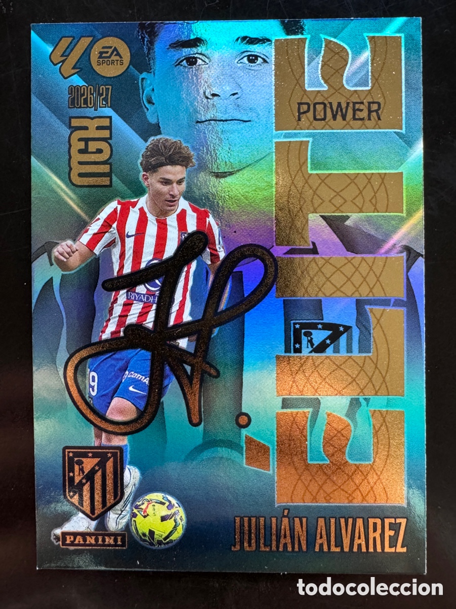 Cromos de f&uacute;tbol: Juli&aacute;n &Aacute;lvarez Elite Power 6P Atl&eacute;tico Megacracks 2026/27